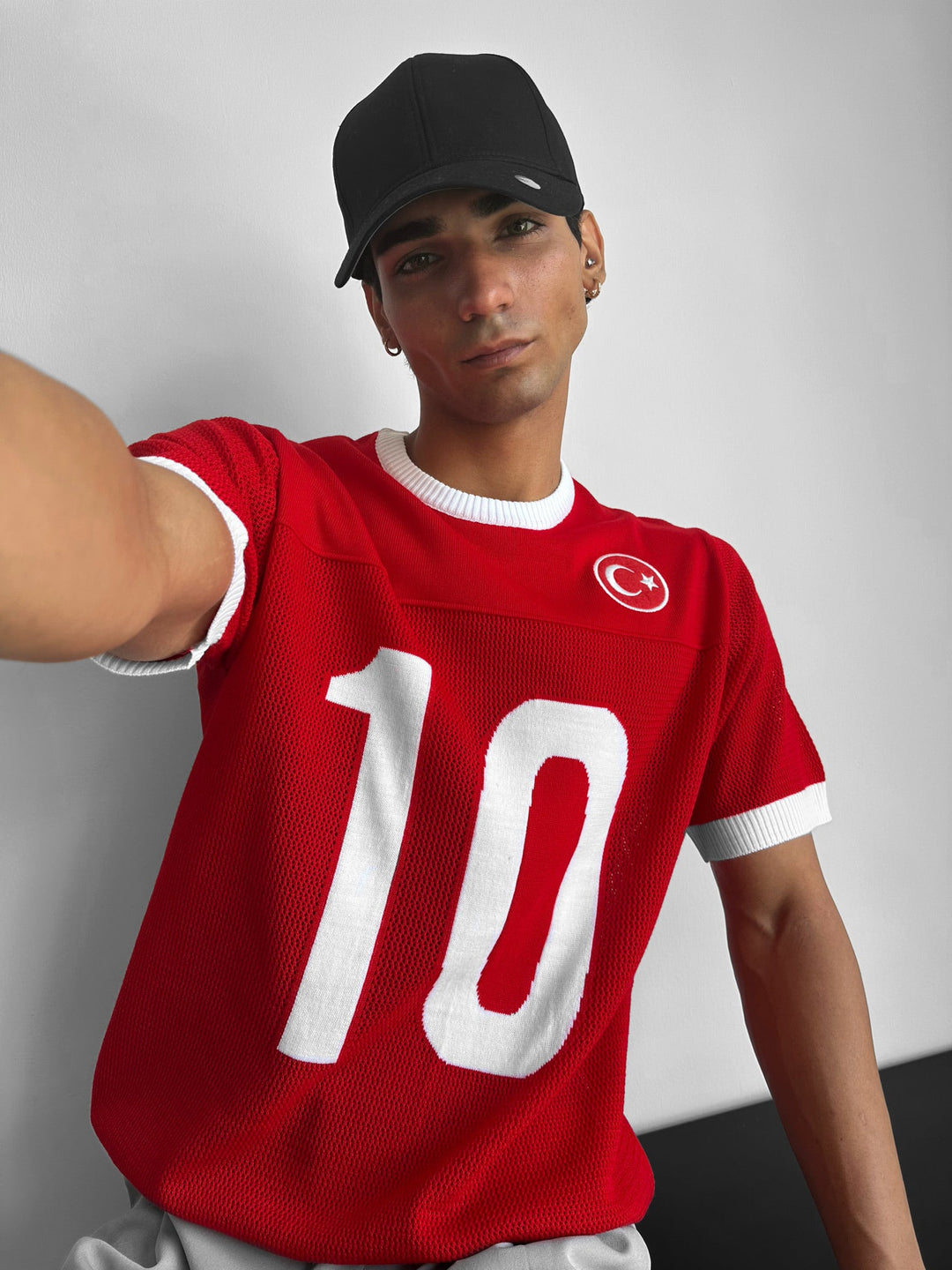 Oversize Türkiye Stickad T-shirt - Röd