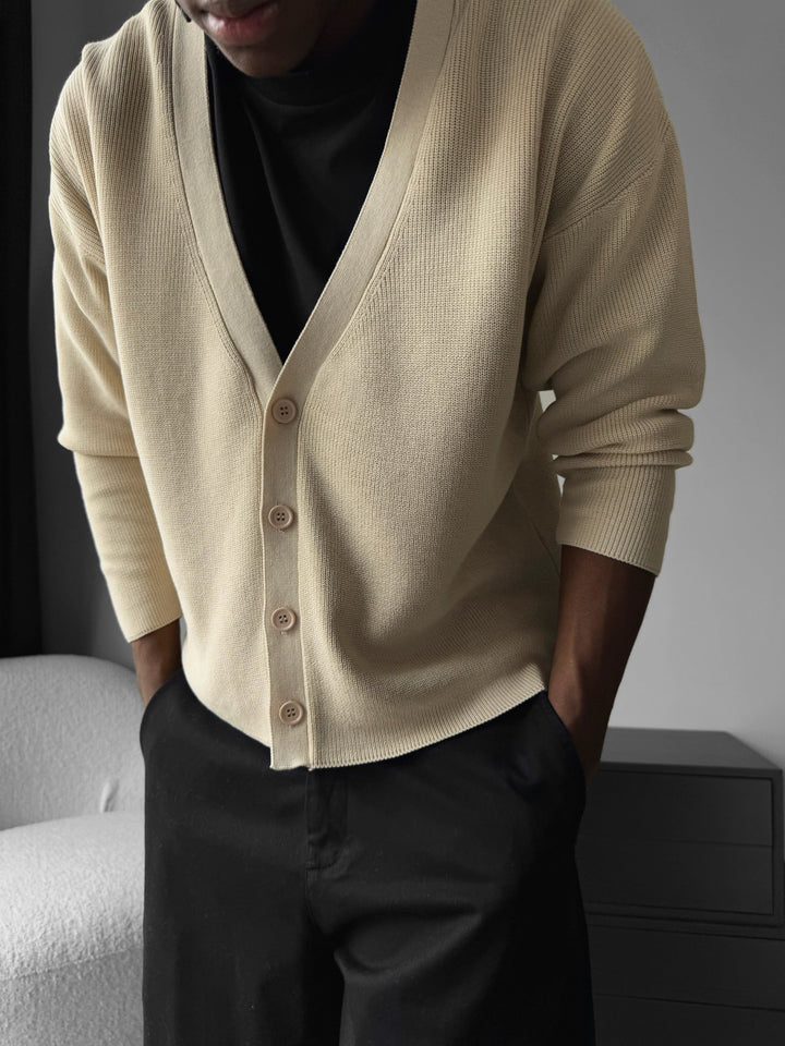 Oversize Crop Cardigan - Beige