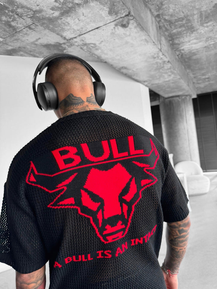 Oversize Bull Knit T-Shirt - Svart och Röd