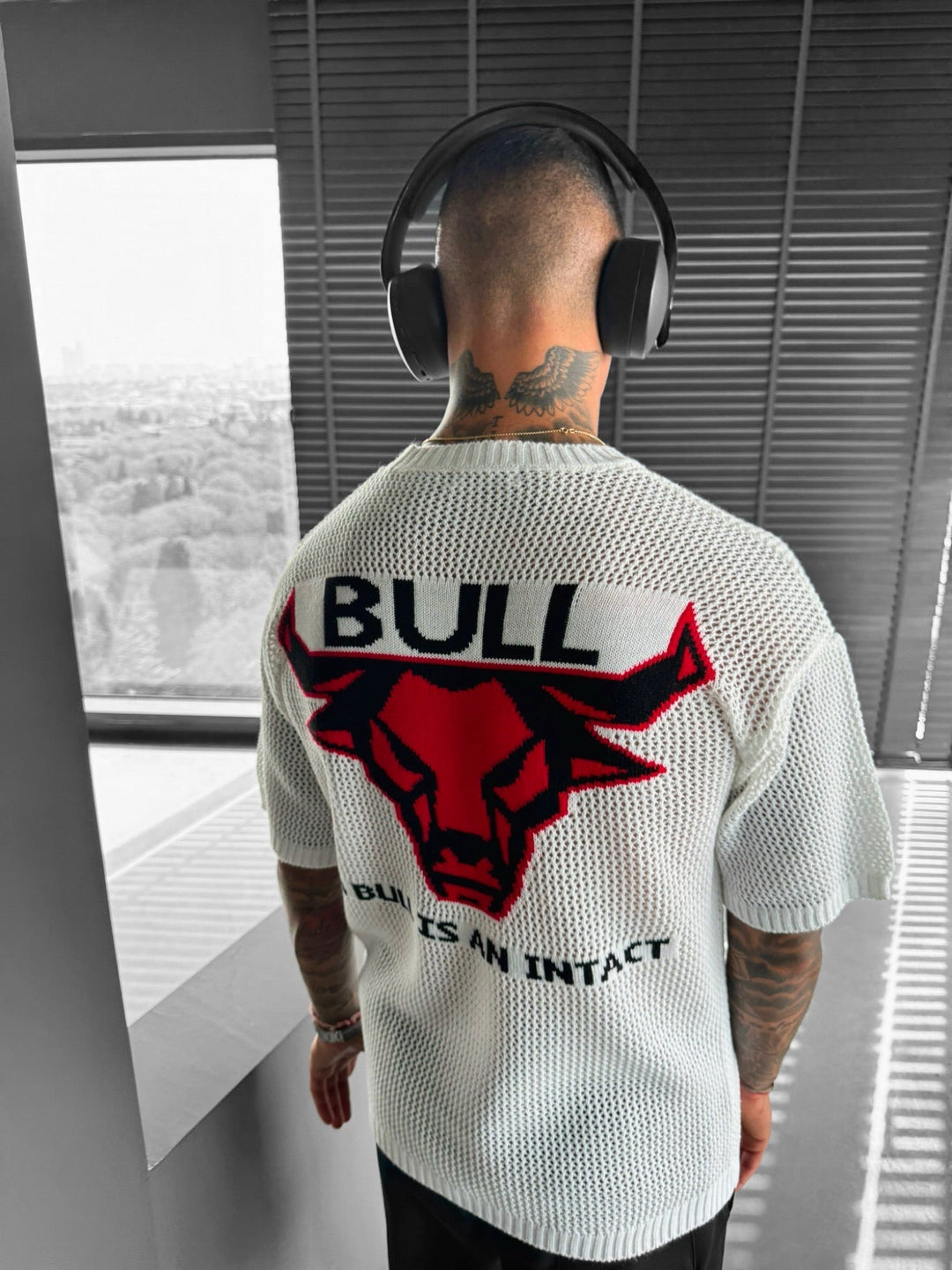 Oversize Bull Knit T-Shirt - Vit