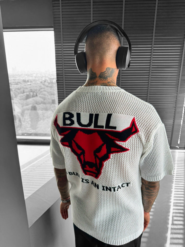 Oversize Bull Knit T-Shirt - Vit