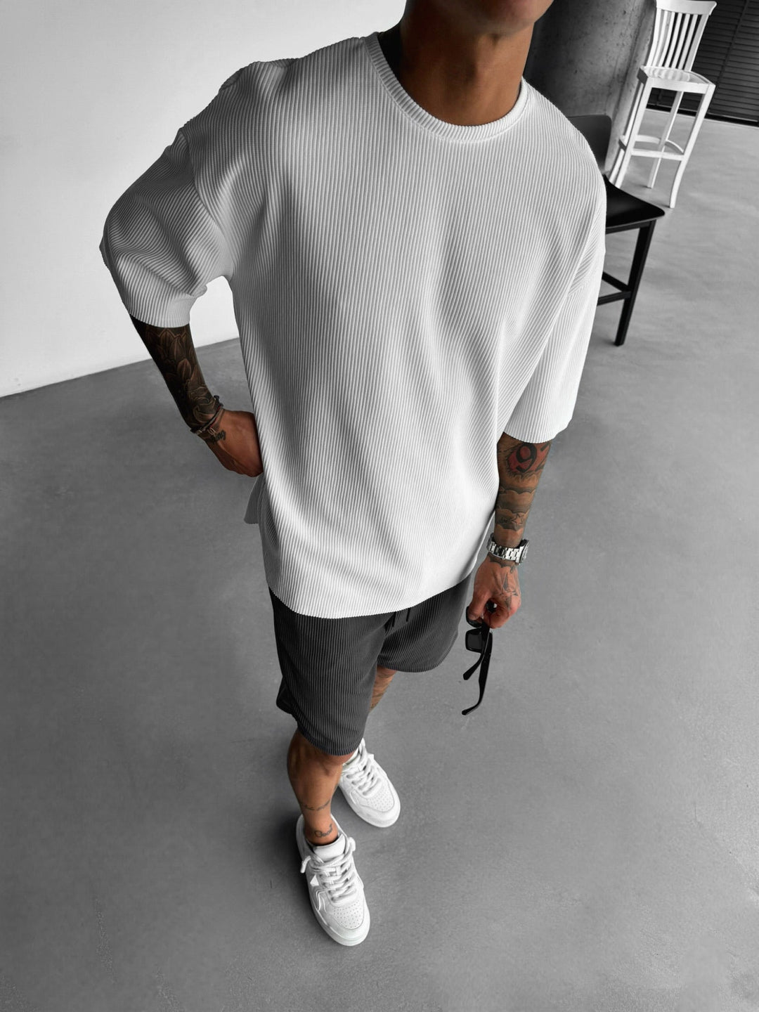 Oversize Cord Tee - Vit