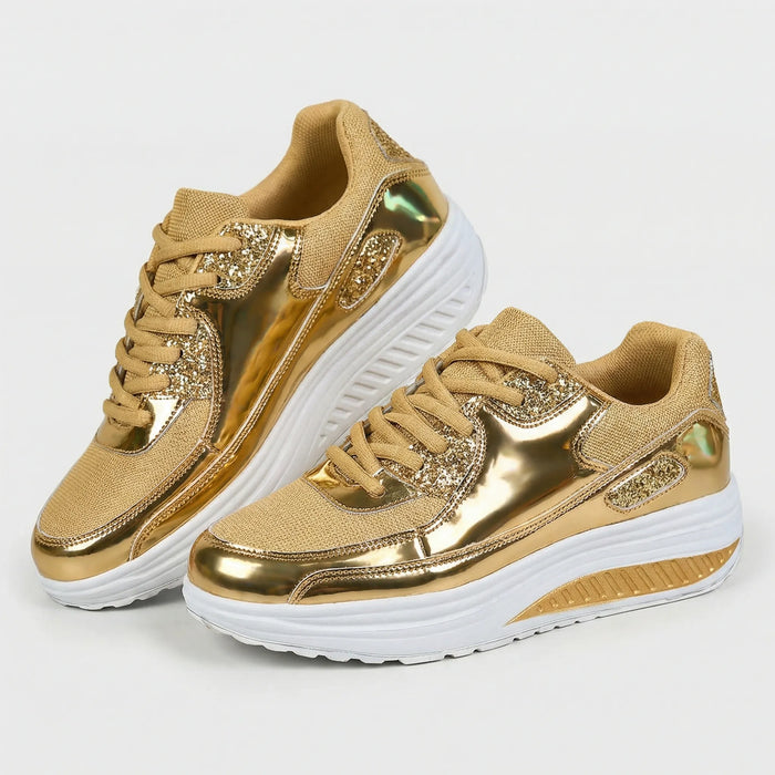 Dam Ortopediska Sneakers med Vadderad Sula och Bågstöd