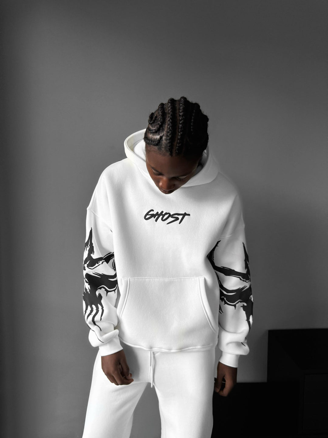 Oversize Ghost Hoodie - Vit
