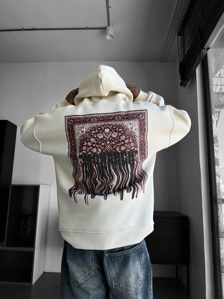 Oversize Monarch Hoodie - Beige och Bordeaux