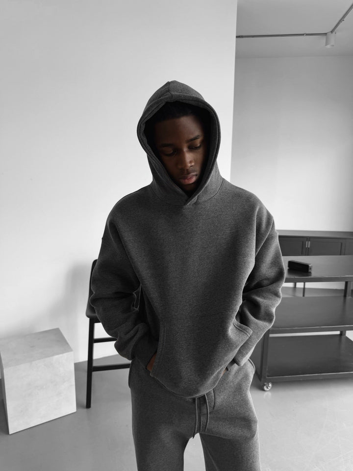 Oversize Basic Hoodie - Antracit Melange