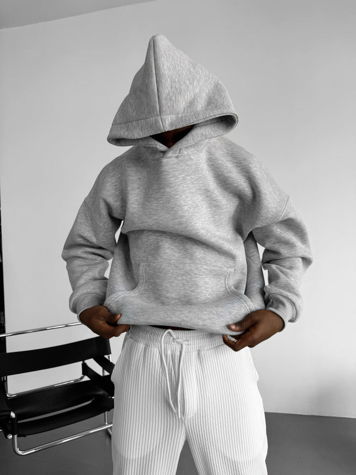 Oversize Basic Hoodie - Grå Melange