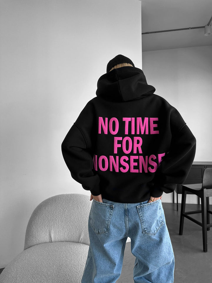 Oversize No Time for Nonsense Hoodie - Svart
