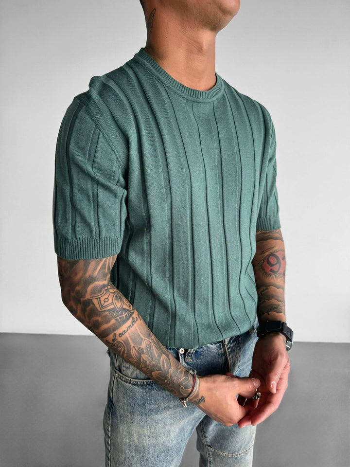 Regular Fit Knit Lines T-shirt - Petrol