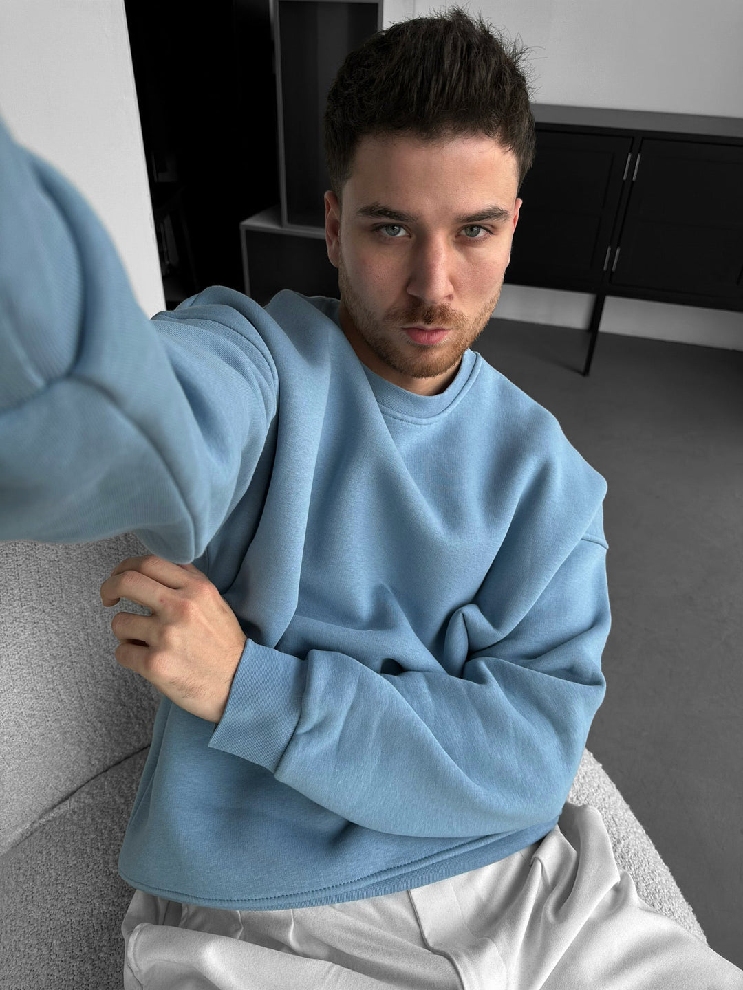 Oversize Basic Tröja - Blekt Denim