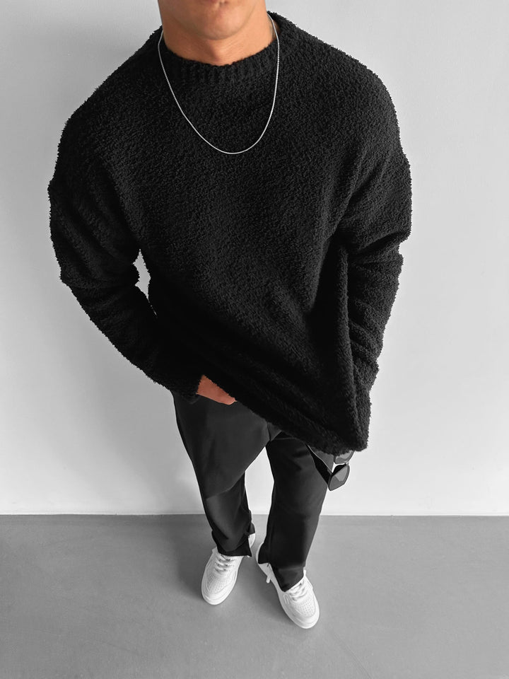 Oversize Plush Pullover - Svart