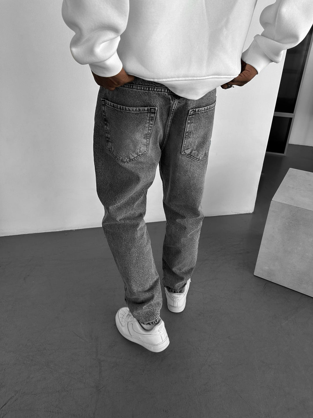 Kille Tvättade Trasiga Jeans - Antracit