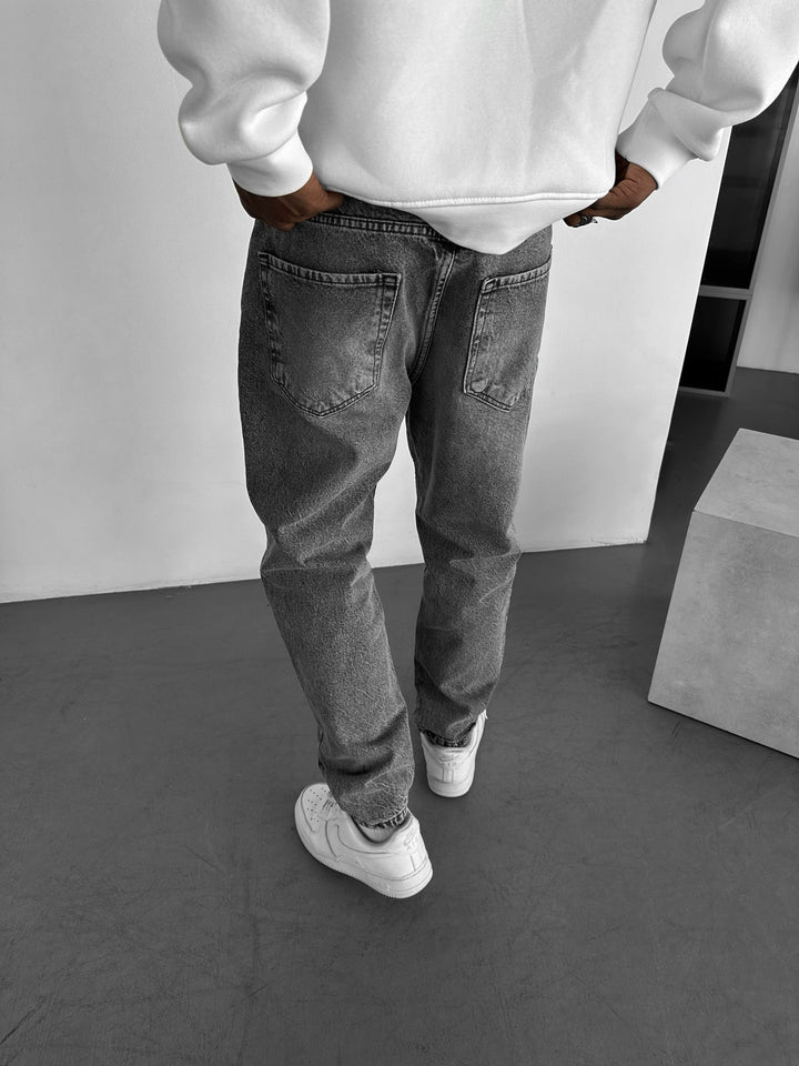 Kille Tvättade Trasiga Jeans - Antracit