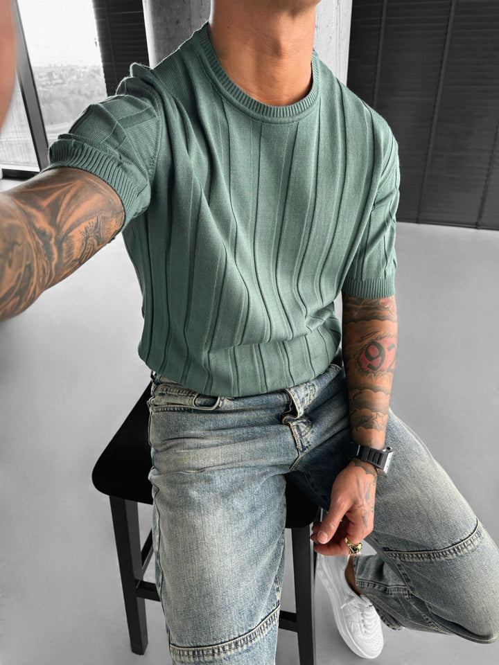 Regular Fit Knit Lines T-shirt - Petrol