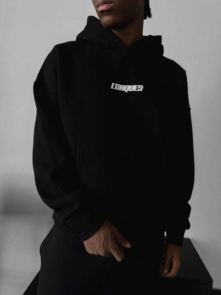 Oversize Conquer Hoodie - Svart