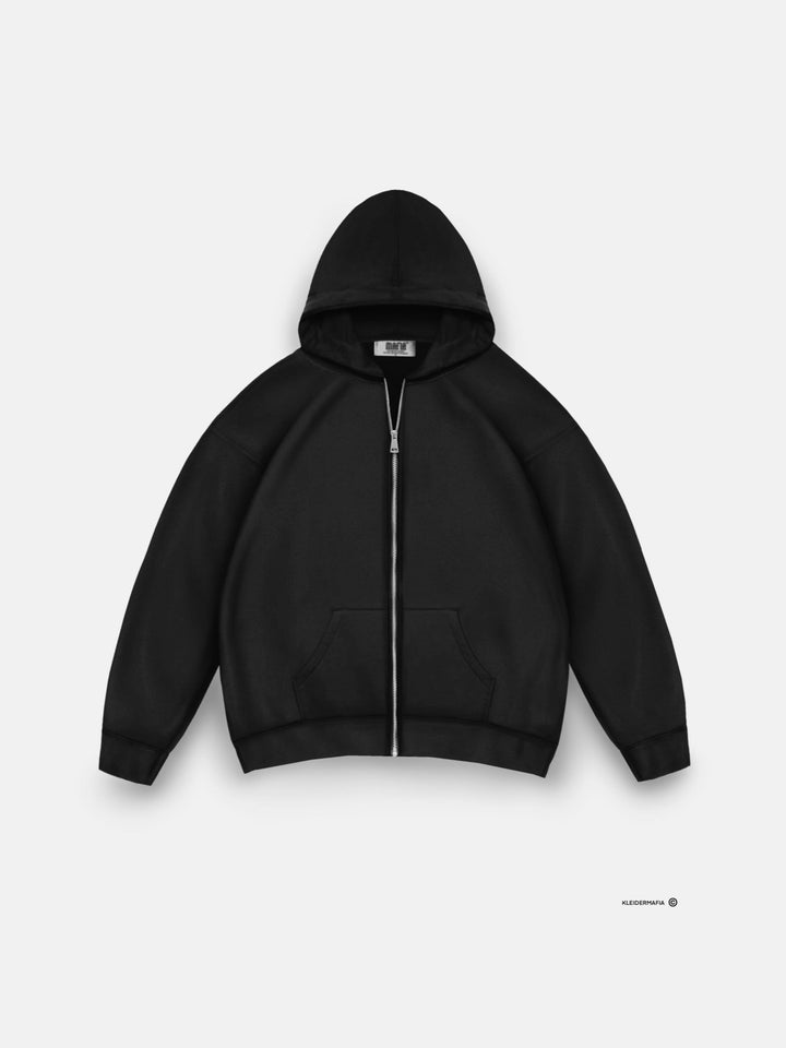 Oversize Basic Zip-Hoodie - Svart