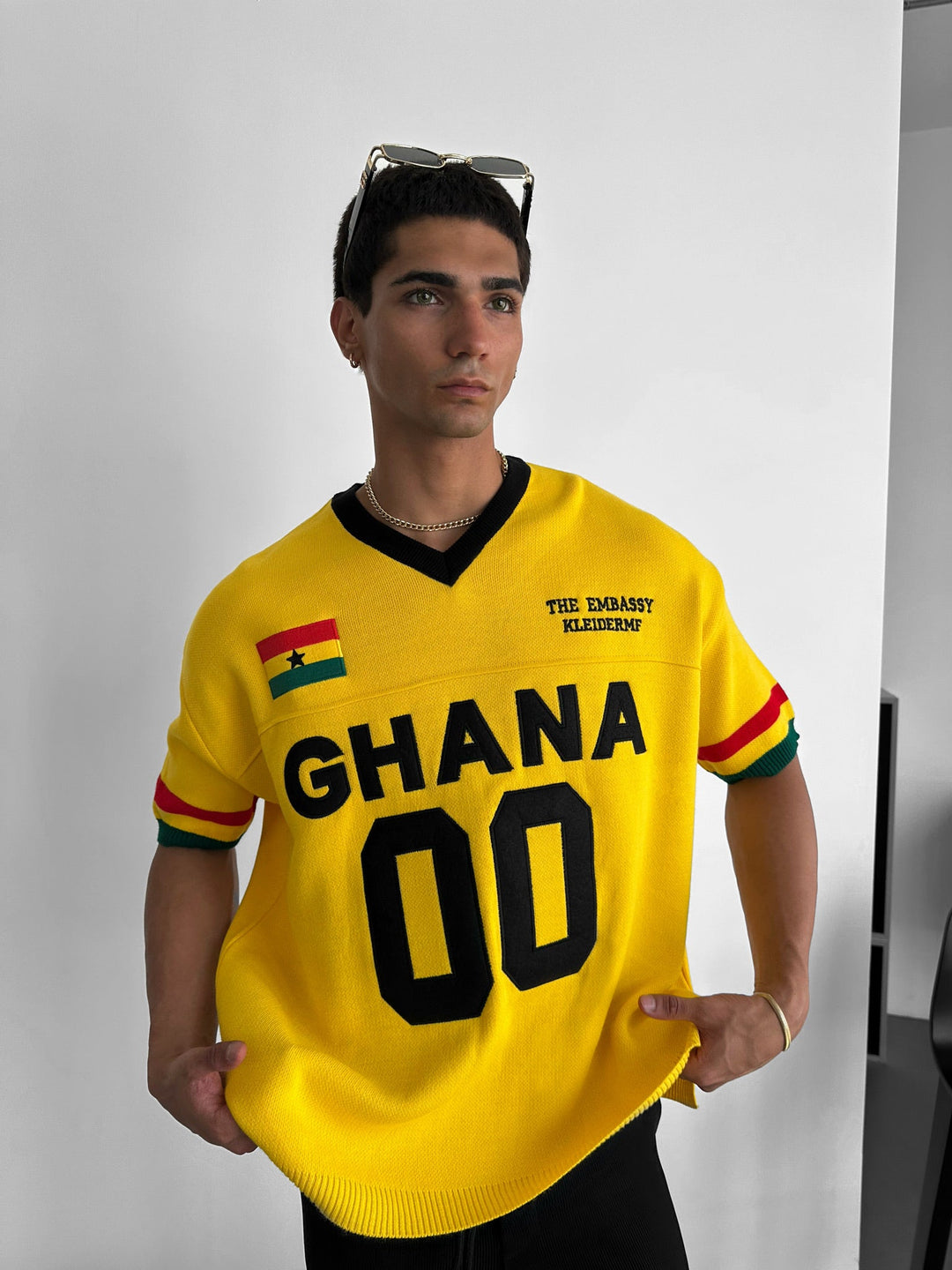 Oversize Ghana Stickad T-shirt - Gul