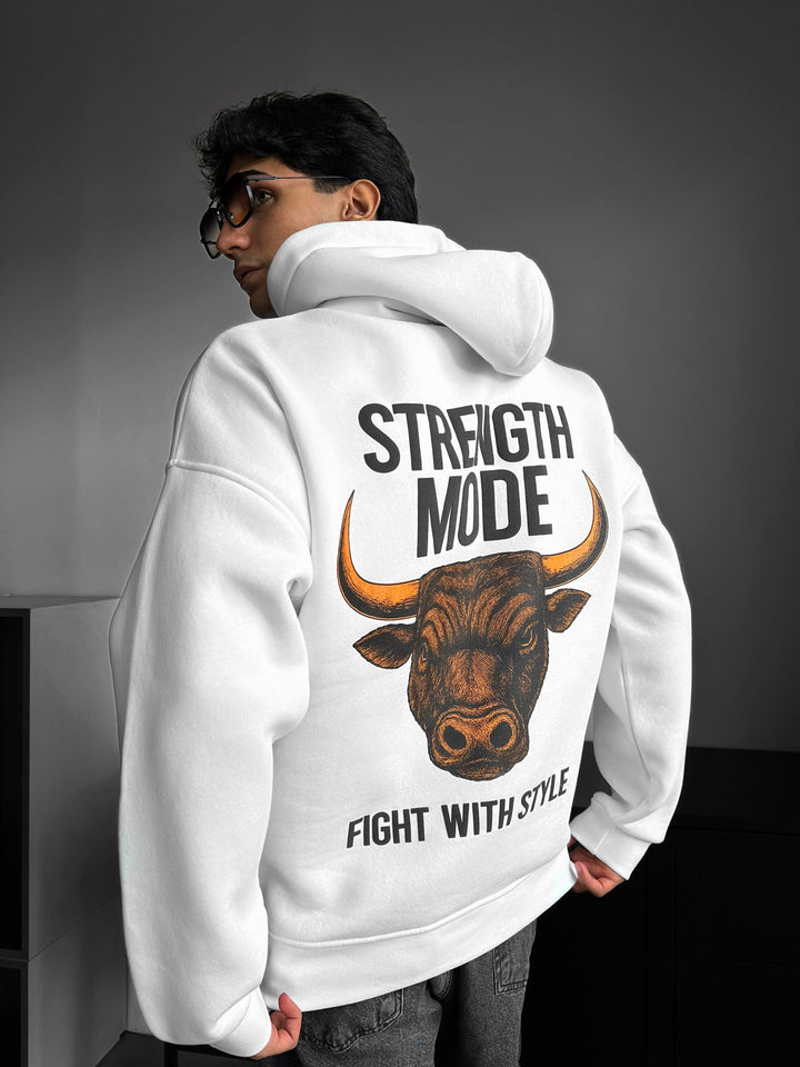 Oversize Styrkemode Hoodie - Vit