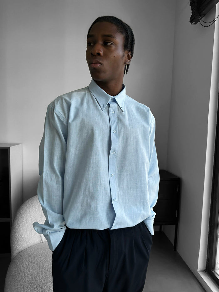 Oversized Kattont Oxford Skjorta - Babyblå