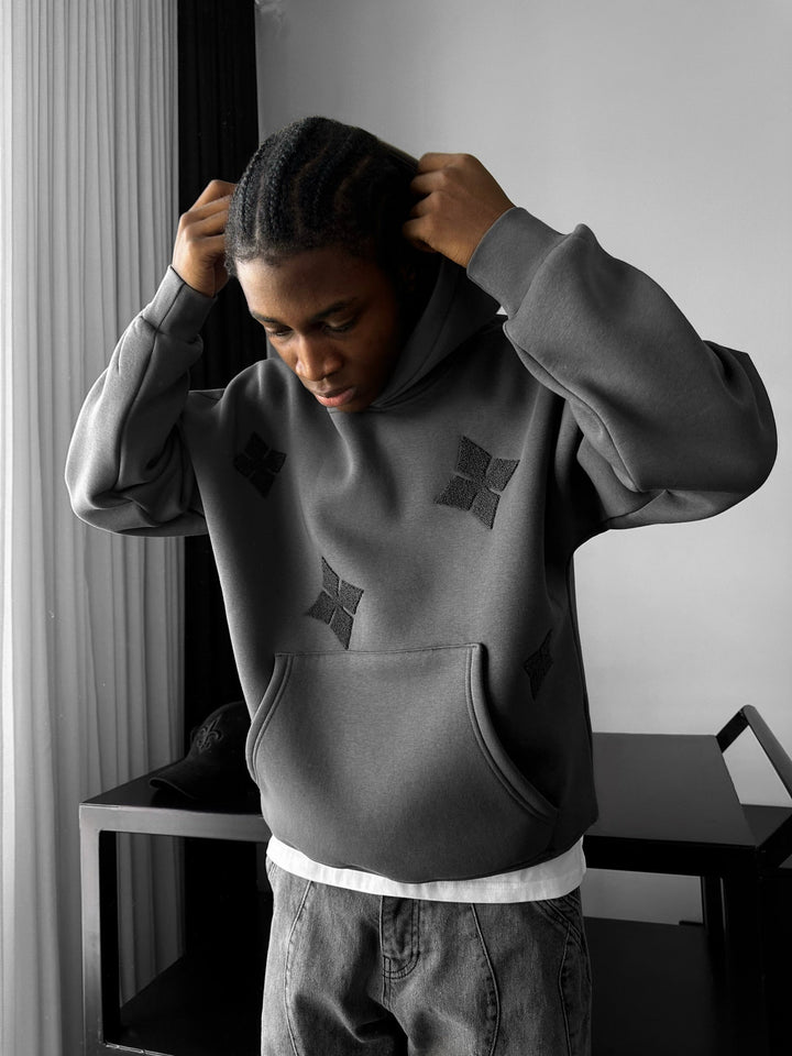 Överdimensionerad Detaljerad Hoodie - Antracit