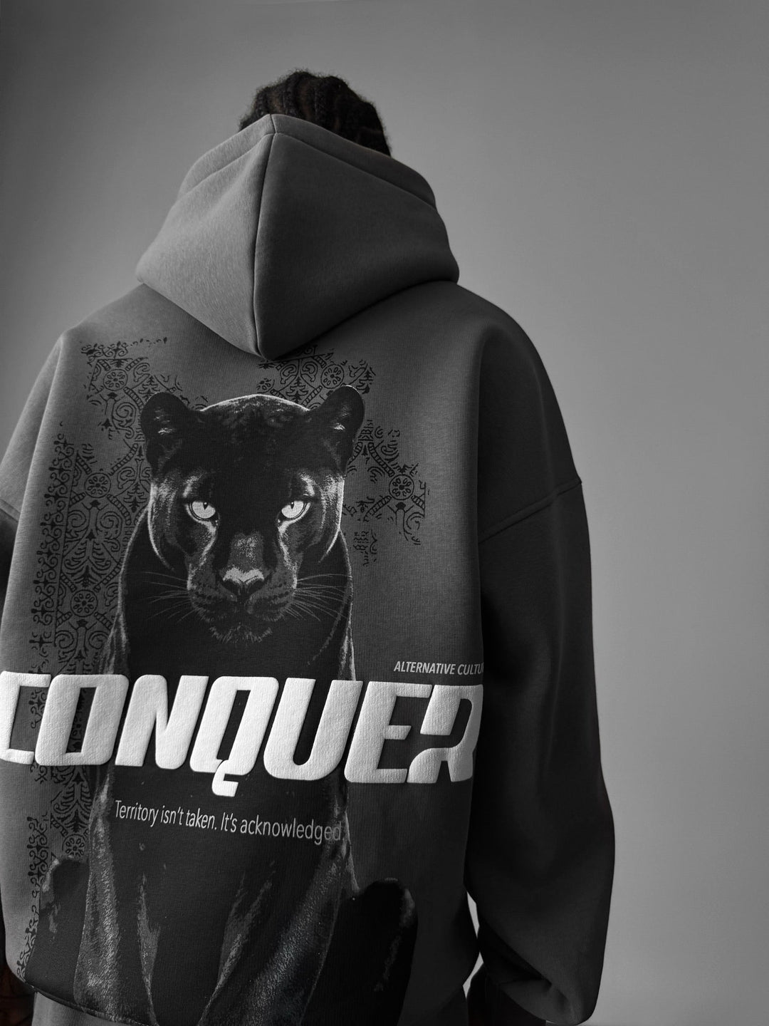 Oversize Conquer Hoodie - Antracit
