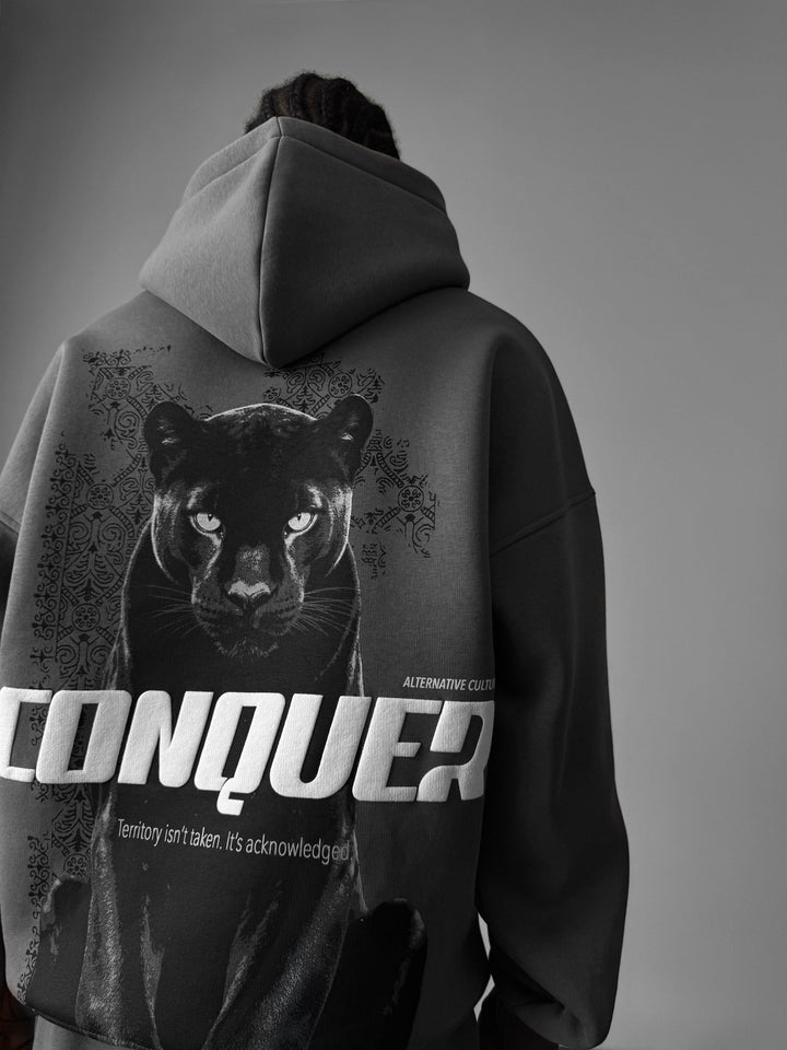 Oversize Conquer Hoodie - Antracit