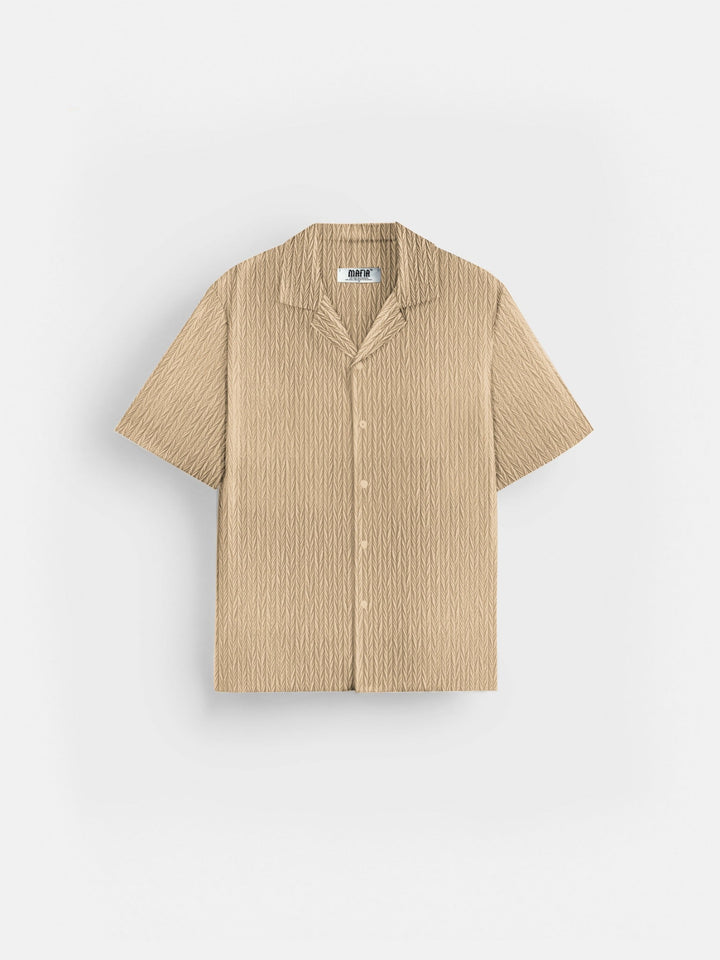 Oversize Strukturerad Skjorta - Mandel Buff