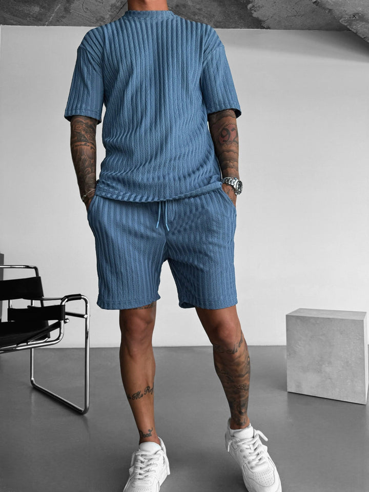 Oversize Strukturerad T-Shirt - Coronet Blå