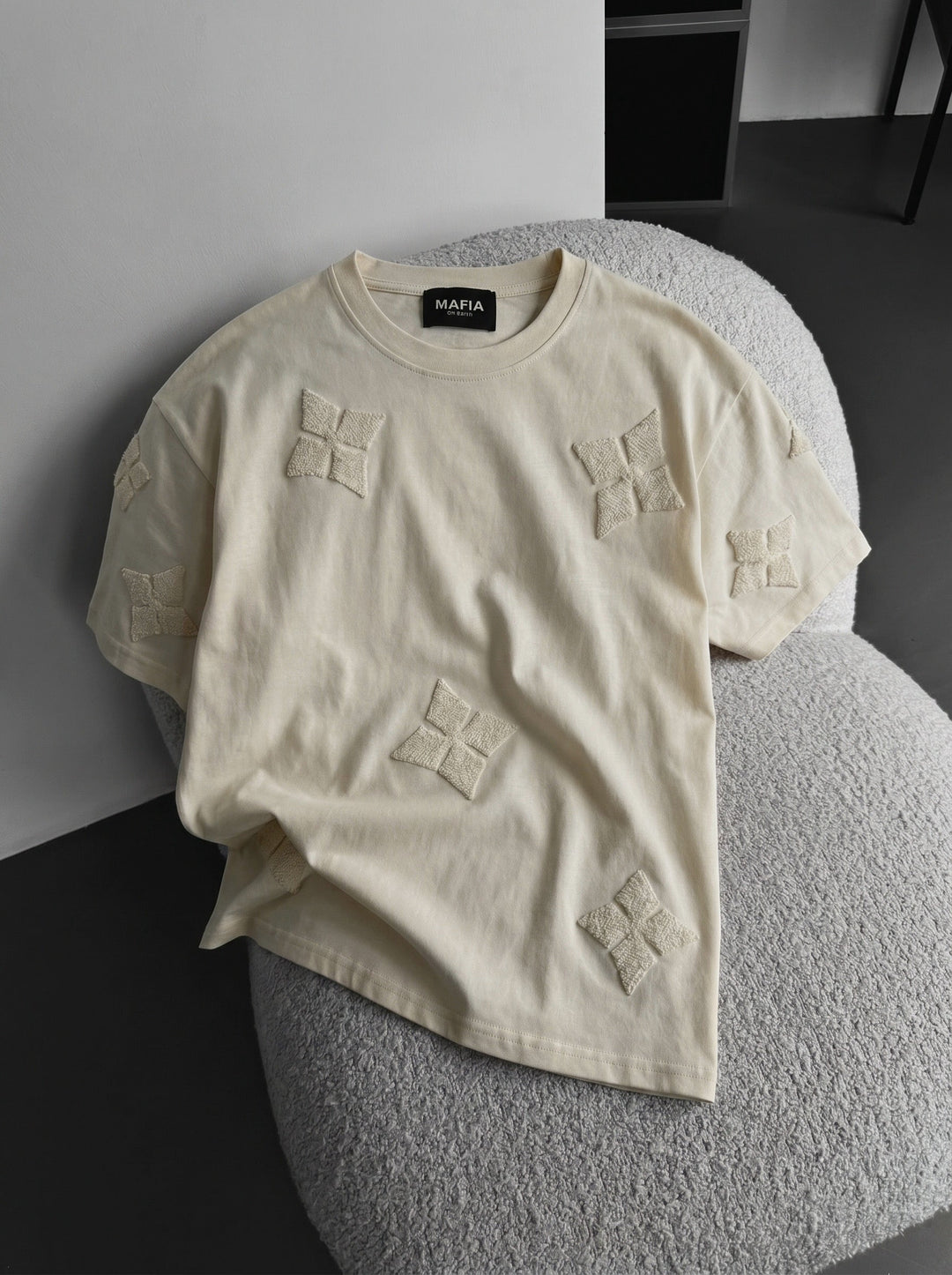 Oversize Detaljerad T-shirt - Antik Vit