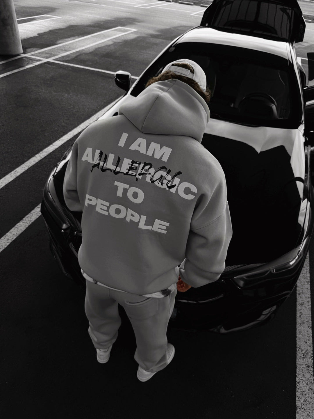 Oversize Allergisk Hoodie - Grå