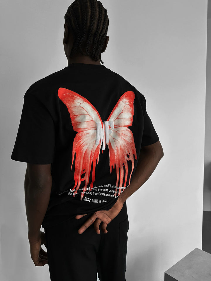 Oversize Som en Fjäril T-Shirt - Svart