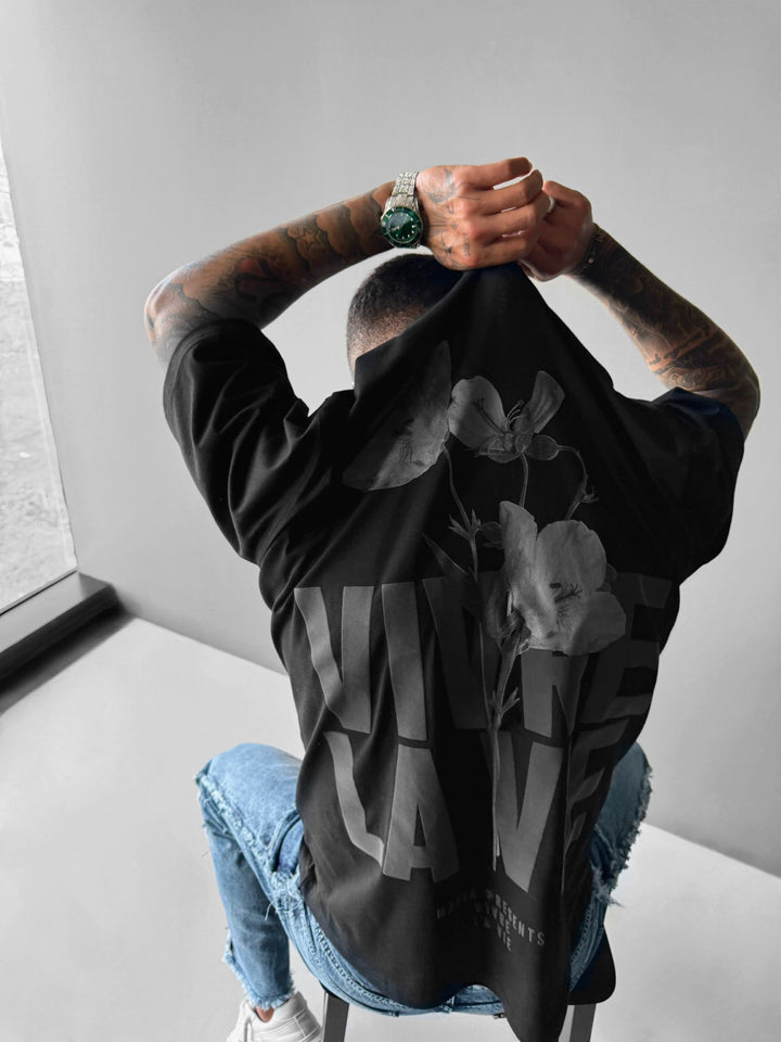 Oversize Vivre la Vie T-shirt - Svart och Antracit