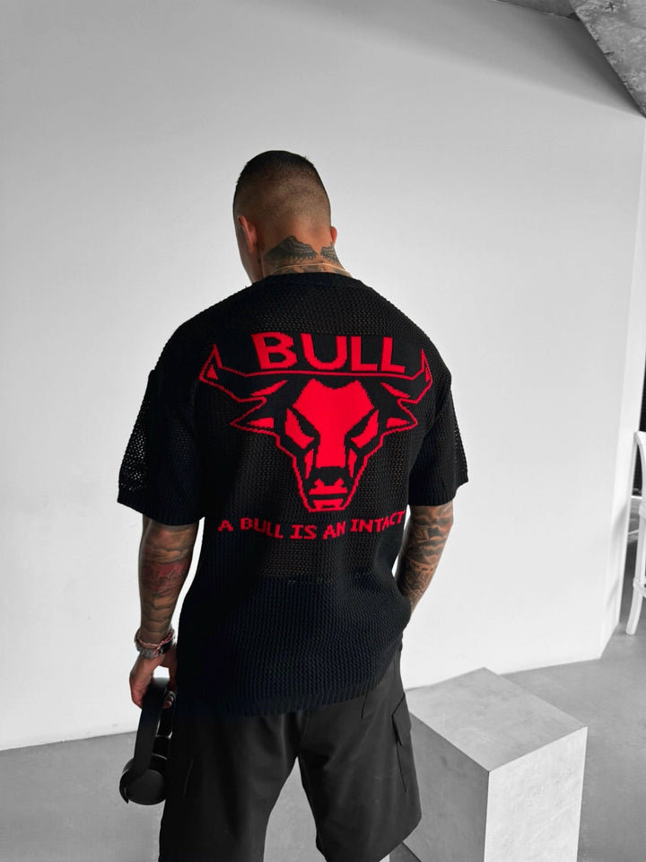 Oversize Bull Knit T-Shirt - Svart och Röd