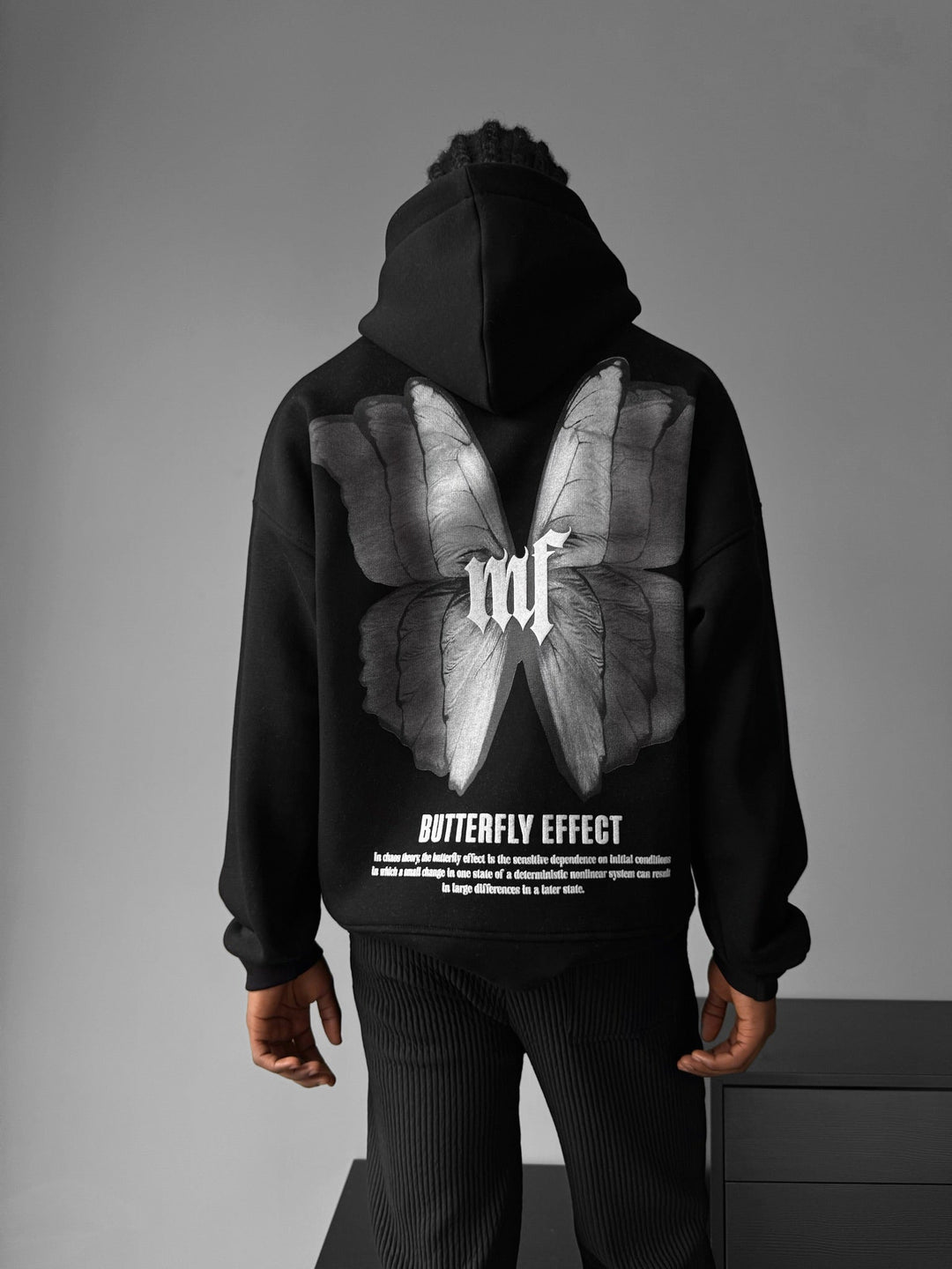 Överdimensionerad Butterfly Effect Hoodie - Svart och Antracit