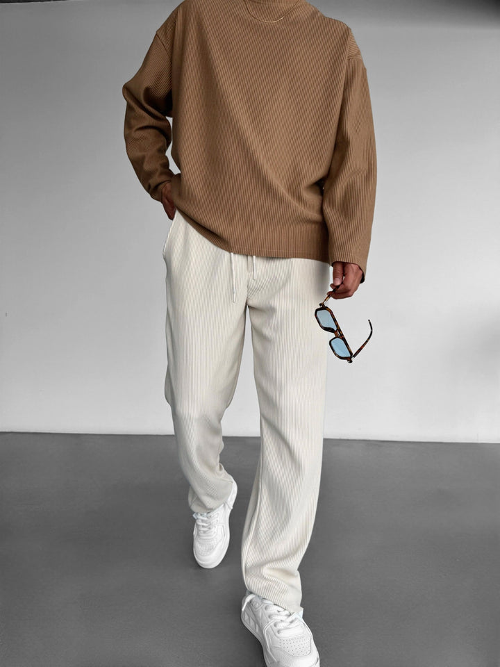 Lös Passform Cordbyxor - Beige