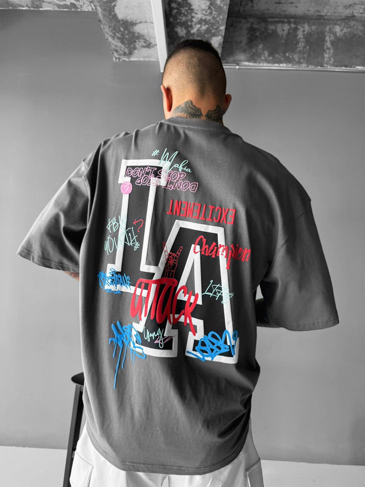 Oversize L.A T-shirt - Antracit