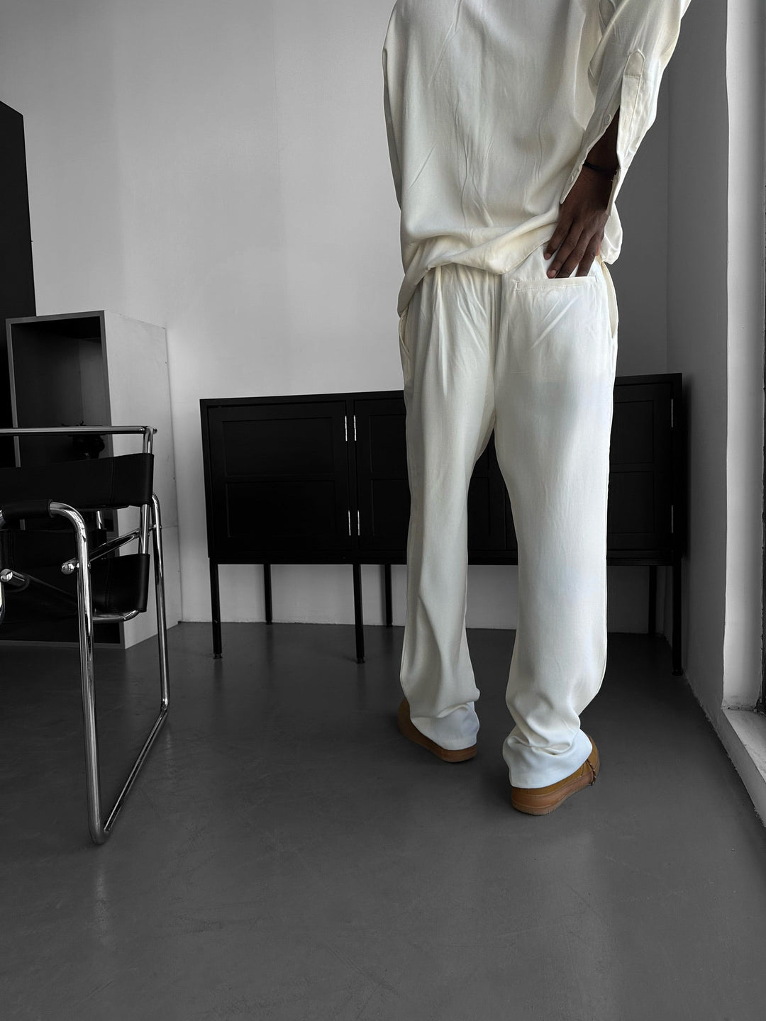 Baggy Tencel-byxor - Ecru
