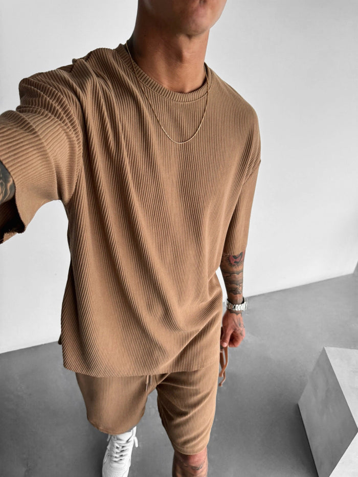 Oversize Cord Tee - Brun