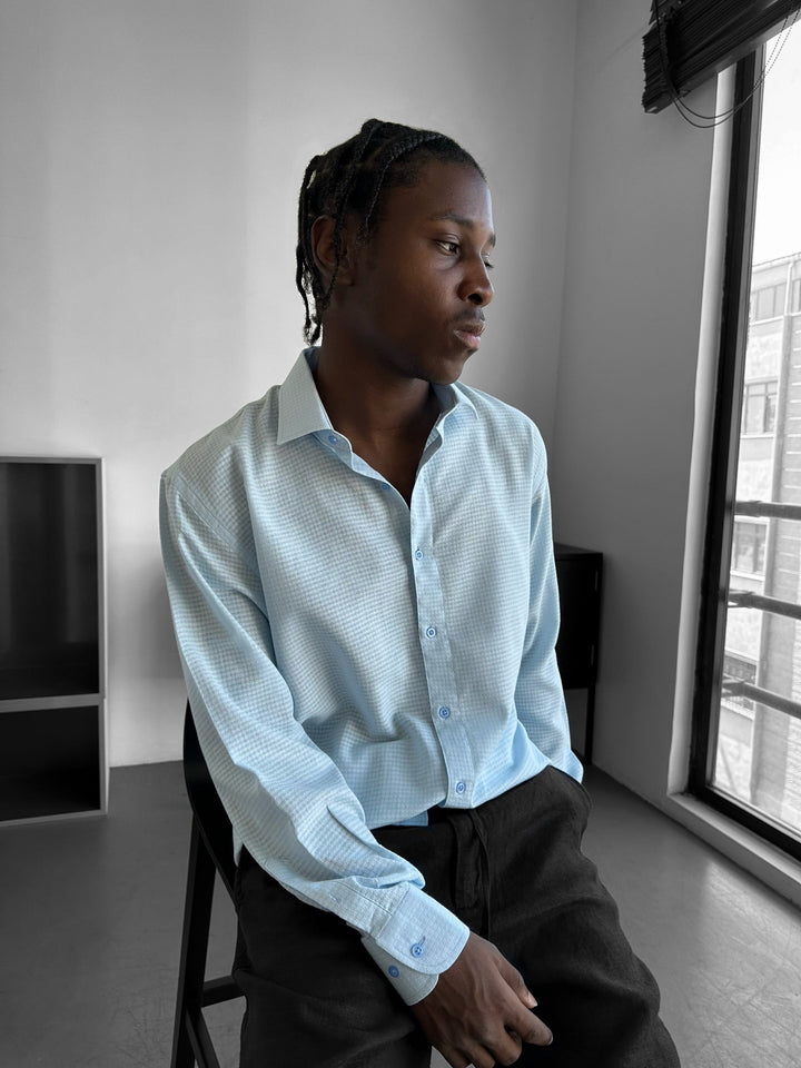 Regular Fit Textured Shirt - Blå