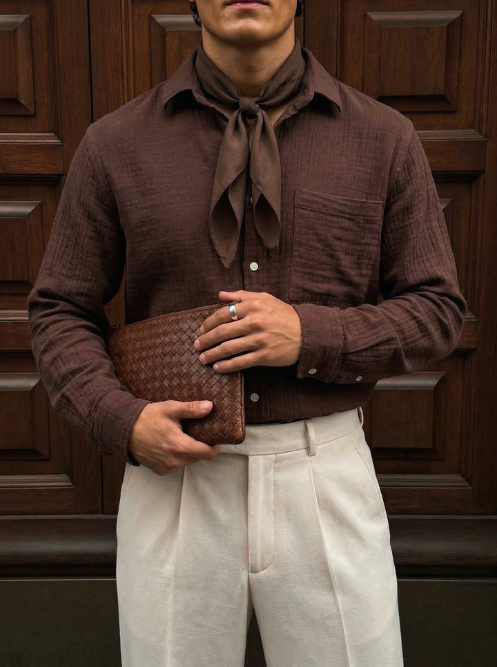 Överdimensionerad Muslin Skjorta - Brun