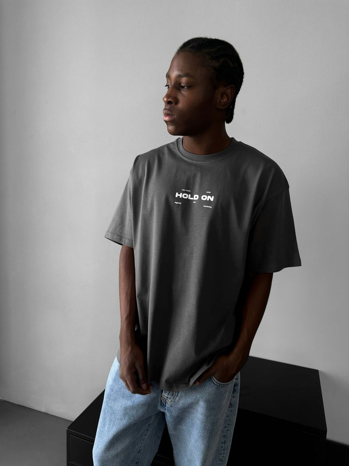 Oversize "Hold On" T-shirt - Antracit