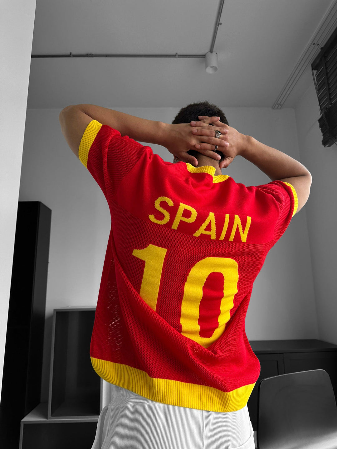 Oversize Spanien Stickad T-shirt - Röd