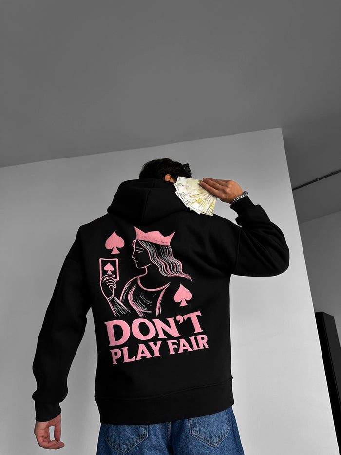 Oversize Don't Play Fair Hoodie - Svart