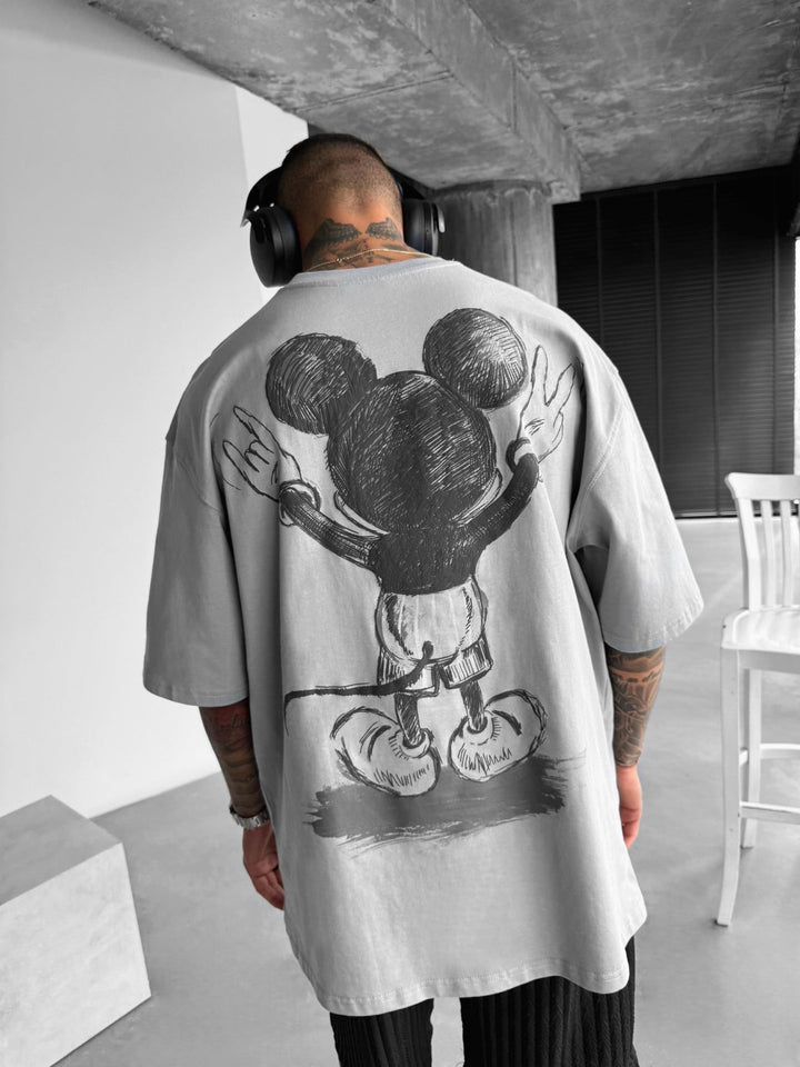 Oversize Mus-T-shirt - Grå