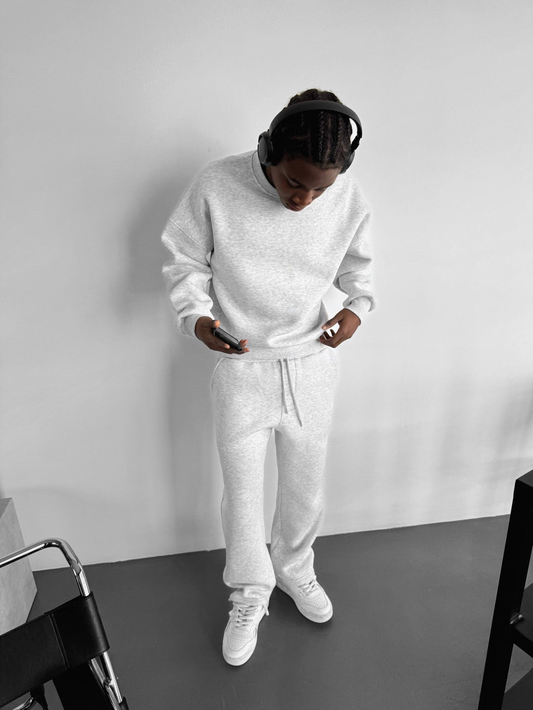 Oversize Basic Tröja - Ljus Grå Melange