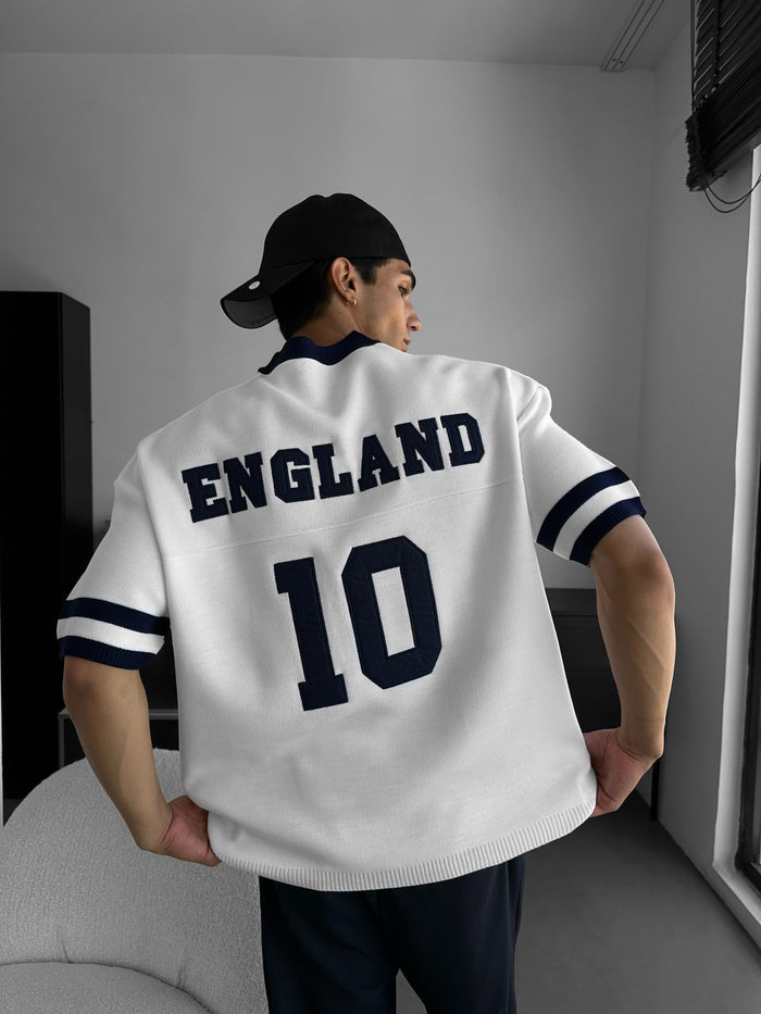 Oversize England Stickad T-shirt - Vit