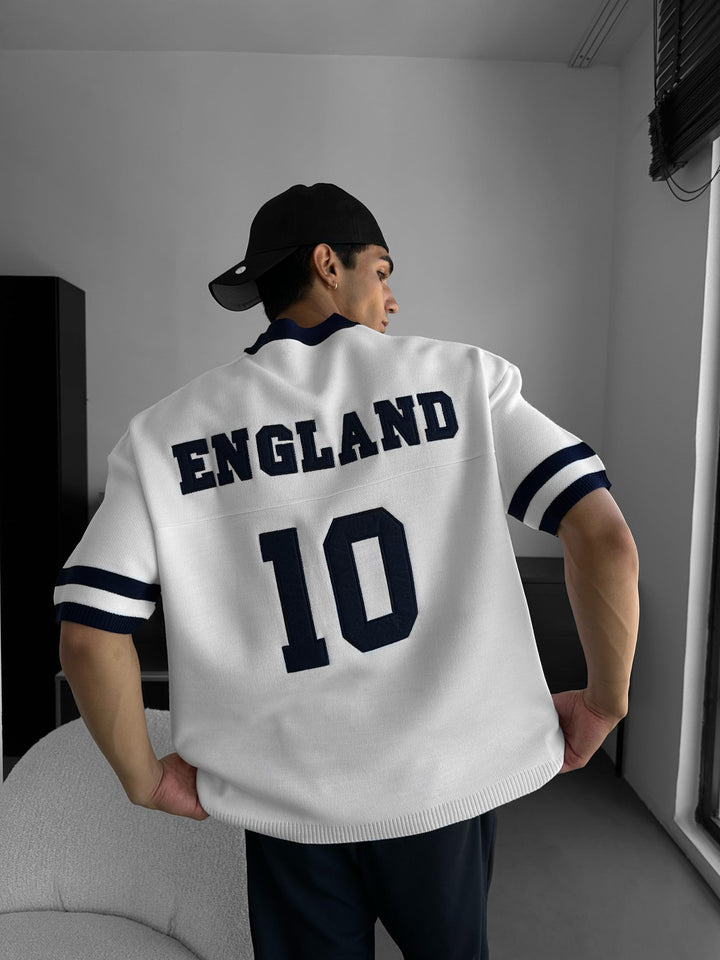 Oversize England Stickad T-shirt - Vit