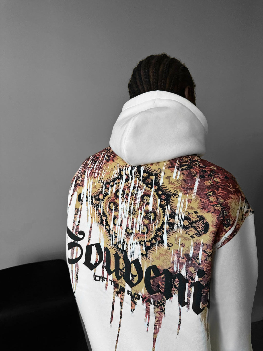 Överdimensionerad Souvenir Hoodie - Vit och Röd