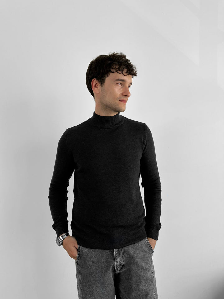 Lös Passform Halv Hals Pullover - Antracit