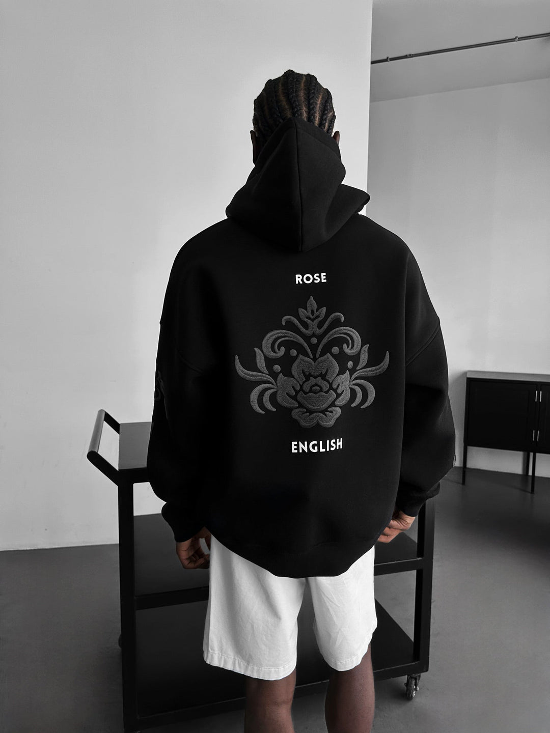 Oversize Damask Hoodie - Svart
